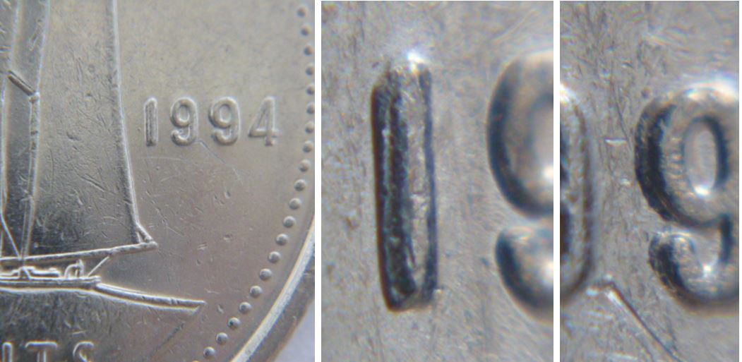 10 Cents 1994- Double 1 et 2ème 9 de la date-Coin détérioré.JPG
