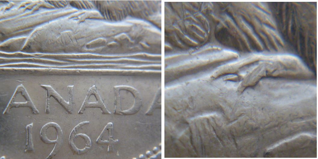 5 Cents 1964-Une griffe additionnel-Éclat du coin.JPG