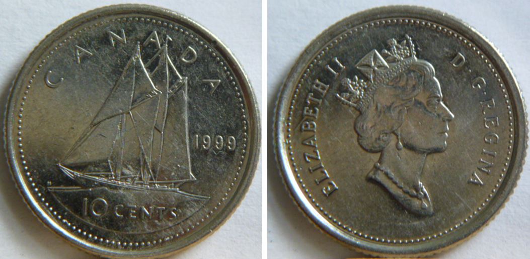 10 Cents 1999-Dommage du coin a traver le 2ème E de elizabEth-1.JPG