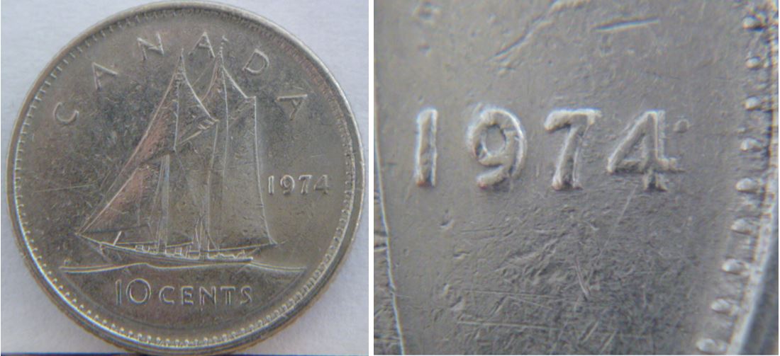 10 Cents 1974-Double 974+Point après la date -Coin détérioré-1.JPG
