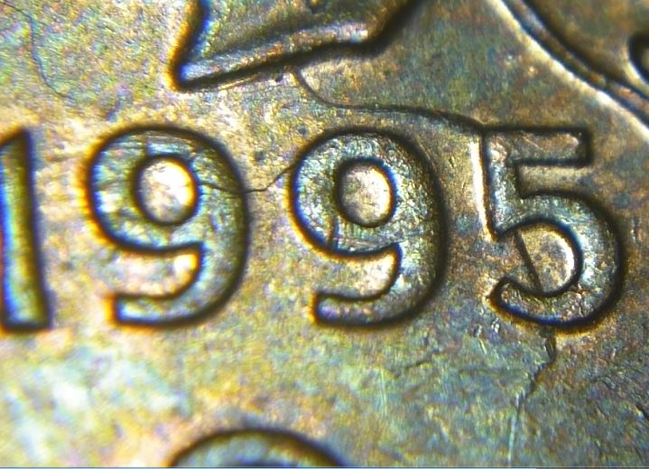 1 Cent 1995-Coin entrechoqué revers et avers-2.JPG