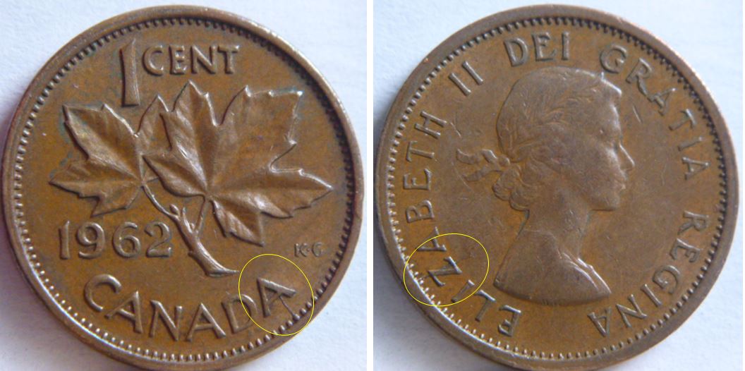 1 Cent 1962-Coin fendillé  du Revers et du coté avers-1.JPG