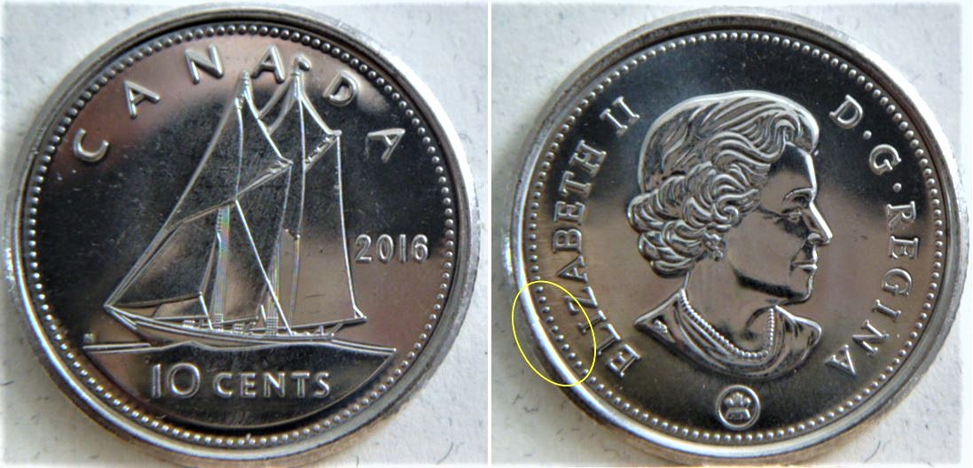 10 Cents 2016-Domage de coin- Au dessus de I de elIzabeth-1.JPG
