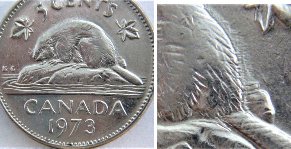 5 Cents 1973-Double derrière du castor et double buche-1.JPG