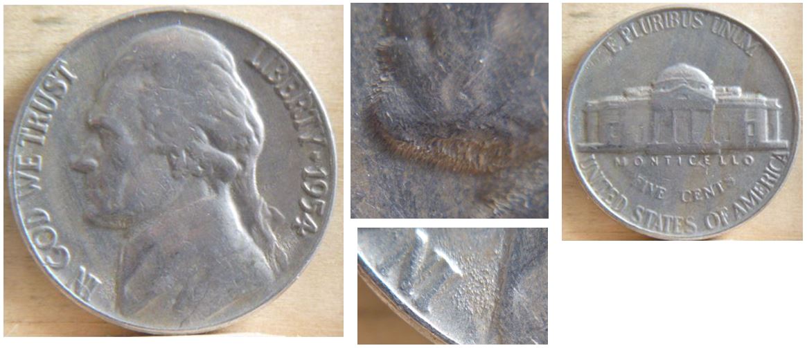 5 Cents USA 1954 - Accumulation menton effigie -1.JPG