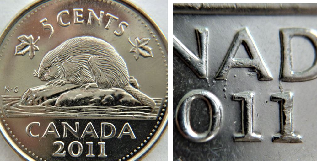 5 Cents 2011-Coin fendillé sous lettrage.1.JPG