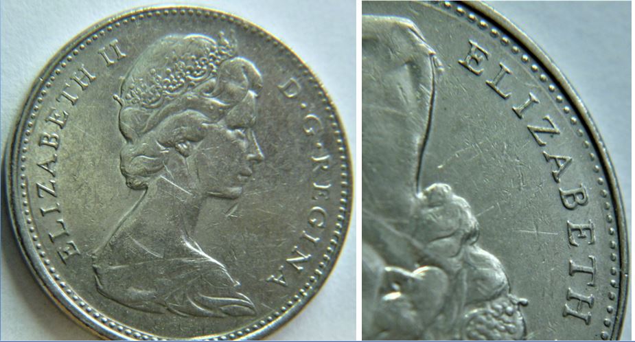 5 Cents 1975-Triple ELIZABETH-Coin décalé-2.JPG
