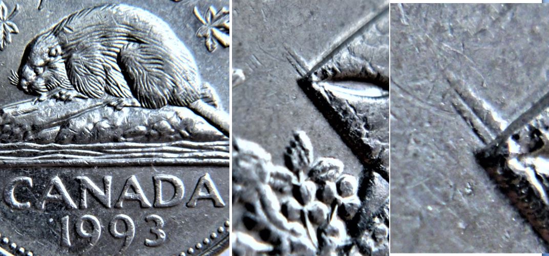 5 Cents 1993-Dommage du coin a la couronne-1.JPG
