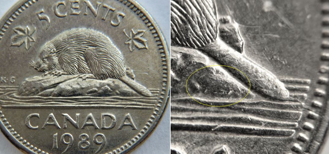 5 Cents 1989-Une couche de galet sur le devant de la buche+coin fendillé-1.JPG