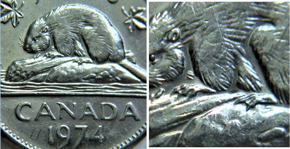 5 Cents 1974-Manque de fourrure sous le castor.JPG