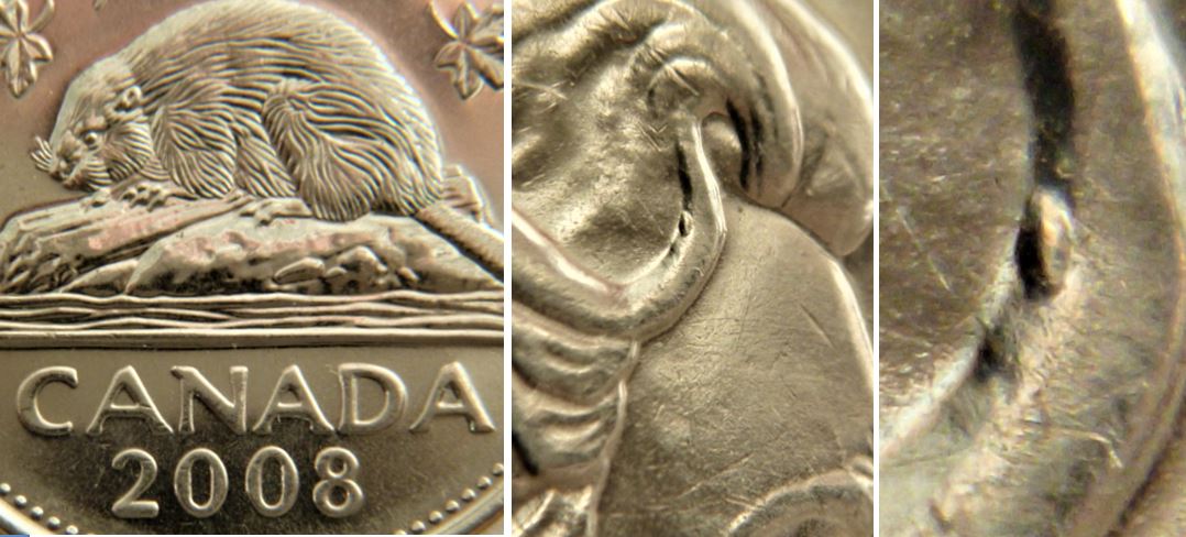 5 Cents 2008-Éclat coin dans les cheveux de efficie.JPG