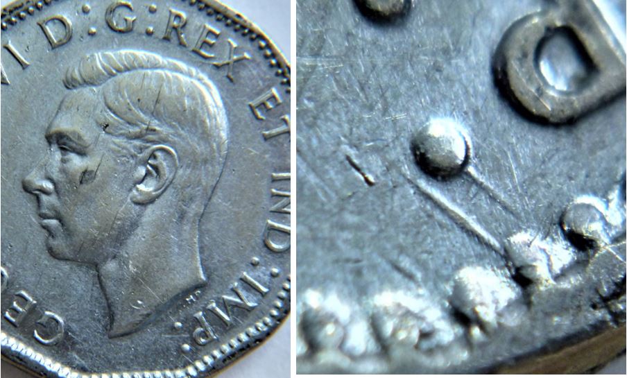 5 Cents 1945-Dommage du coin en dessus et en dessous de effigie-2.JPG