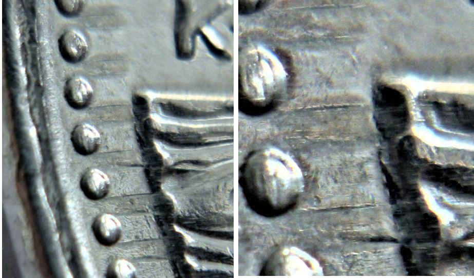 5 Cents 2007-Frappe a travers coté revers-du gombo- Belle pièce-4.JPG