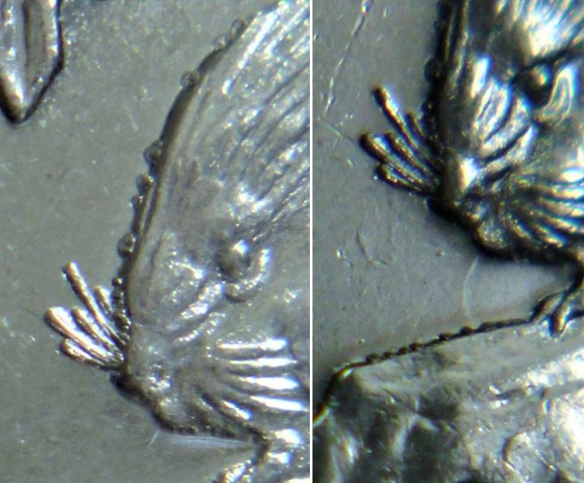 5 Cents 2009-Coin entrechoqué bouche du castor+accumulation au revers-2.JPG