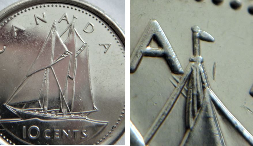 10 Cents 2002-Dommage du coin a travers le cordage sous canAda-2.JPG