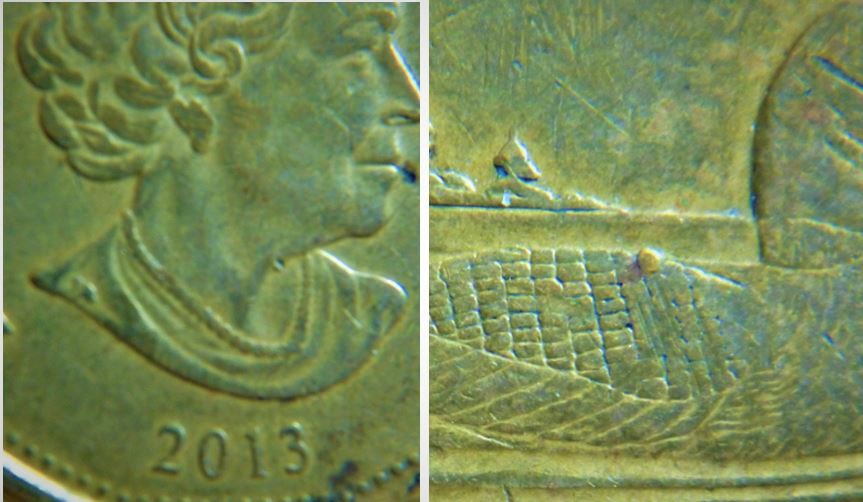 1 Dollar 2013-Éclat coin sur dos de l'oiseau-1.JPG
