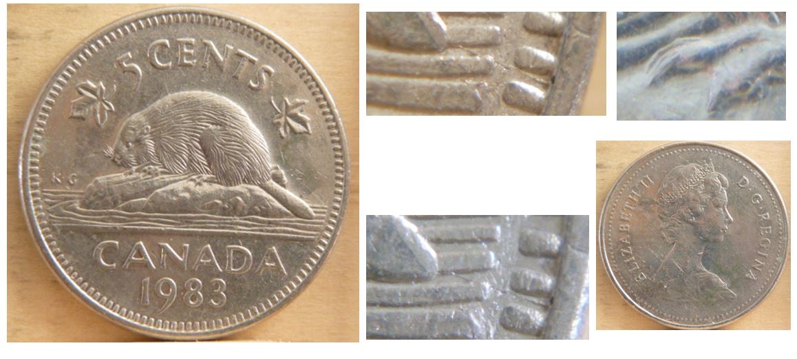 5 Cents 1983 - Fendille a la queue + Griffe additionnel-1.JPG