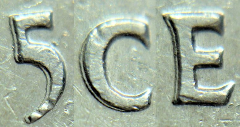 5 Cents 1987-Double feuille gauche 5CENS-Coin détérioré-2.JPG