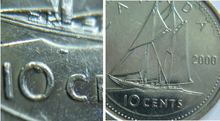 10 Cents 2000-Éclat coin dans O et un autre sur l'eau-1.JPG