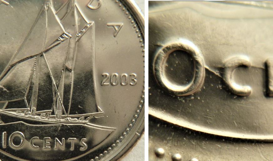 10 Cents 2003-Coin fendillé sur OCE de 1O CEnts-1.JPG