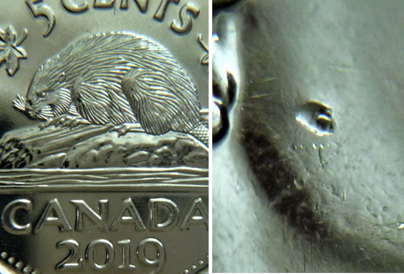 5 Cents 2019-Frappe a travers sur la machoire de effigie-1.JPG