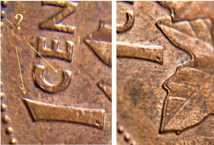 1 Cent 1999-Double pointe des feuille-Coin décale- 3.JPG