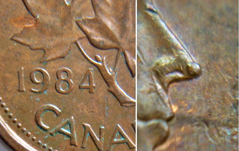 1 Cent 1984-Accumulation de petites  éclats du coin bien caché coté avers-1.JPG