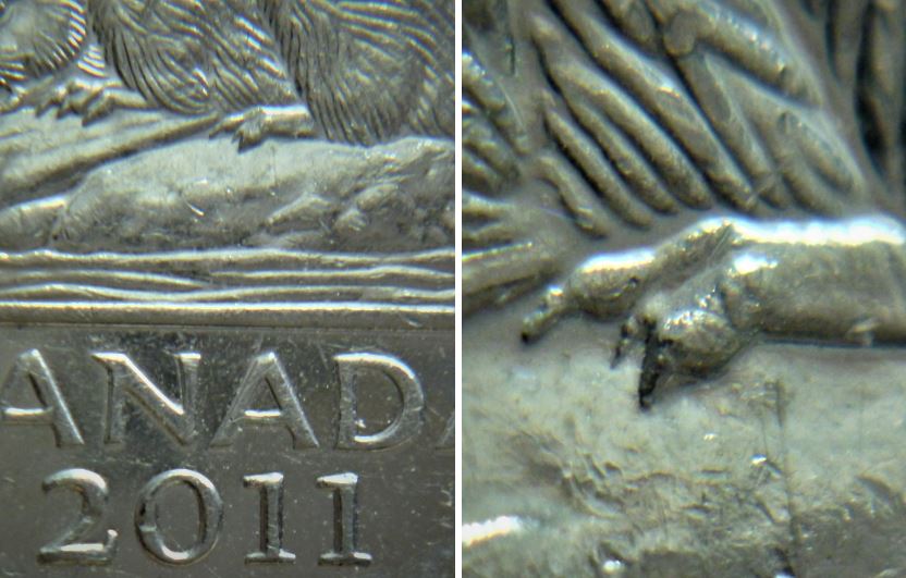 5 Cents 2011-Griffe additionnel-Éclat du coin-1.JPG