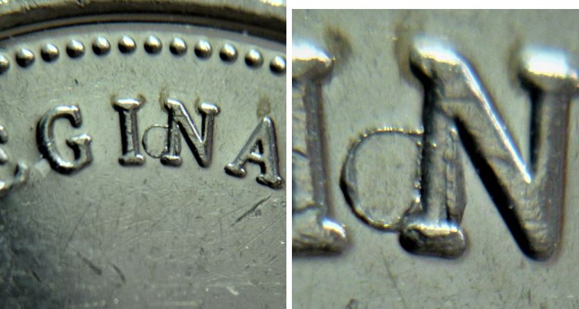 5 Cents 2001-Éclat coin original sur N de regiNa,3.JPG
