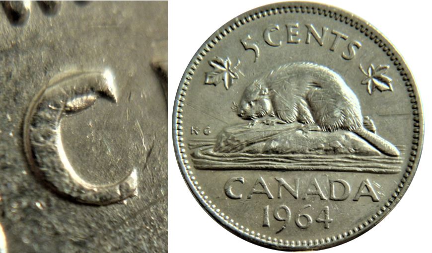 5 Cents 1964-Éclat coin sous la tête du C de Cents-1.JPG