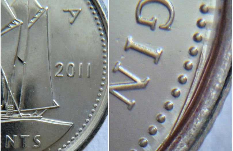 10 Cents 2011-Dommage du coin au dessus de regina-1.JPG