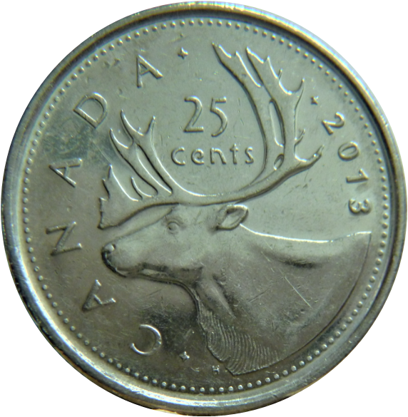 25 Cents 2013-Double bois arrière du caribou-Éclat coin dans le 2013-1.png