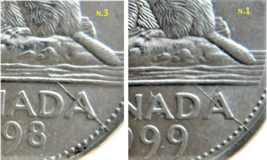 5 Cents 1998 et1999-Coin fendillé sur le A de canadA-1.JPG