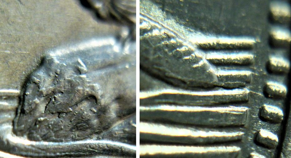 5 Cents 1989-Accumulation excessive sur le devant de la buche+coin fendillé à la queue-2.JPG