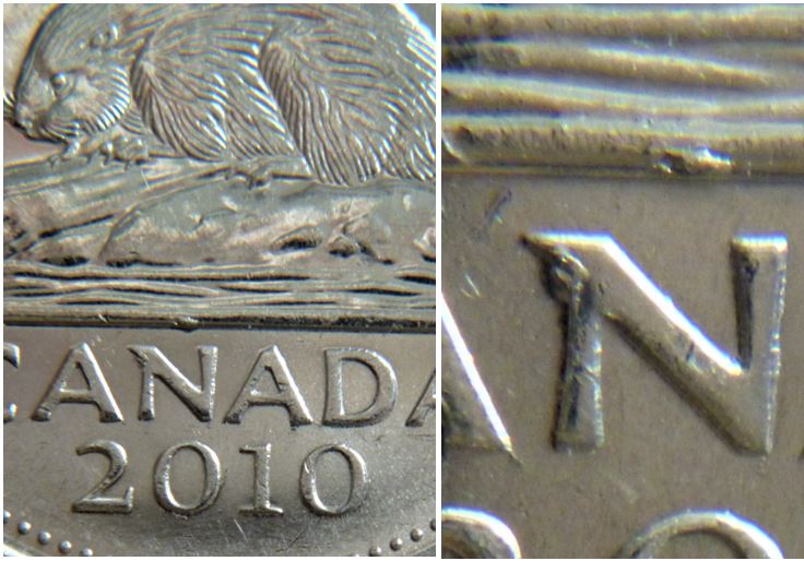5 Cents 2010-Éclat coin sous la dernière vague et N de caNada-1.JPG