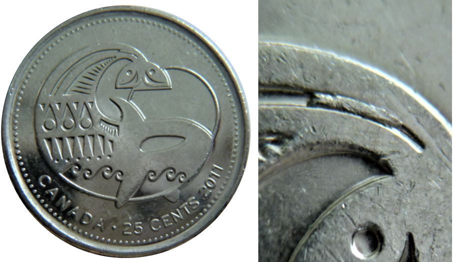 25 Cents 2011-Éclat coin dans la queue de l'Épaulard-1.JPG