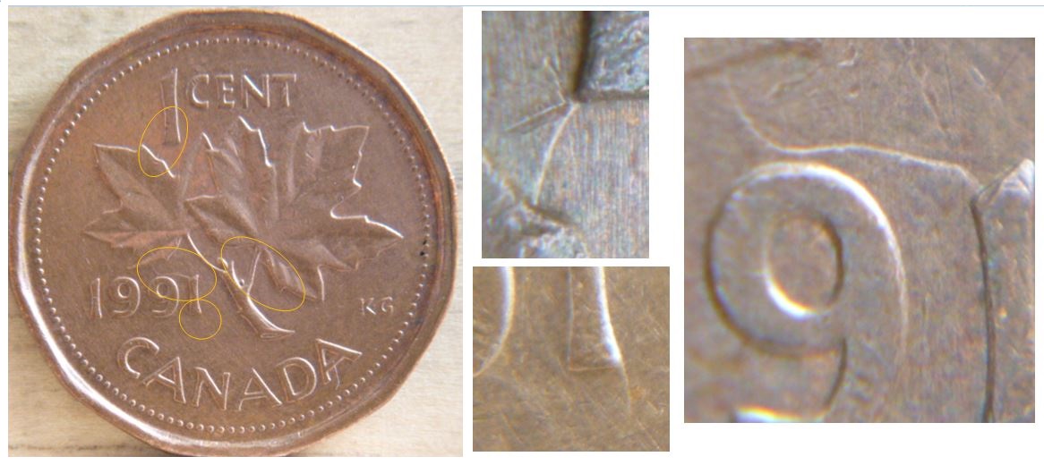 1 Cent 1991 - Entrechoqué revers & Avers -1.JPG