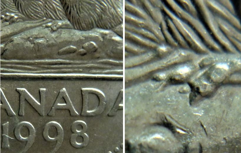5 Cents 1998-Éclat coin patte arrière-Deux griffe extra-2.JPG