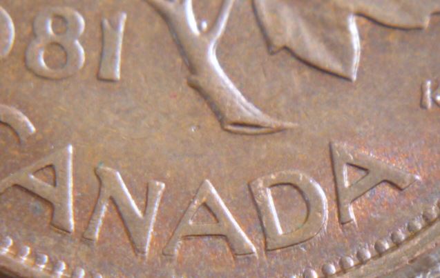1 Cent 1981 -Double Canada- coin détérioré-1.JPG