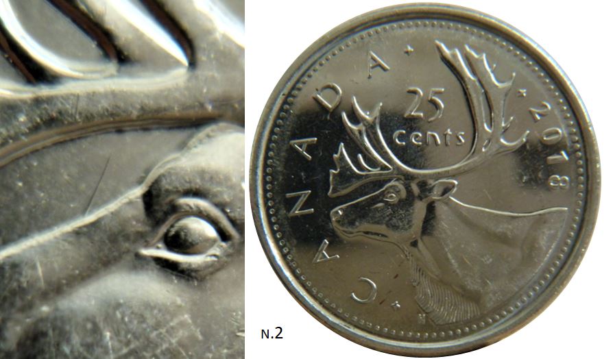 25 Cents 2018-Dommage du coin sur le nez du caribou-N.2.JPG
