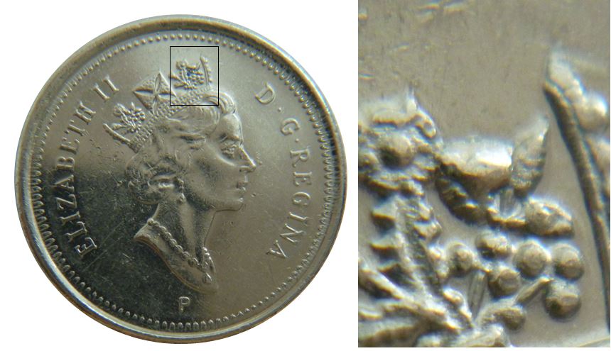 10 Cents 2001-Éclat du coin dans les fleurs de la couronne-2.JPG