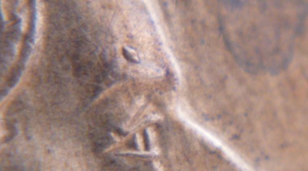 1 Cent 2000 - Éclat de coin au dessus de la sourcil-2.JPG