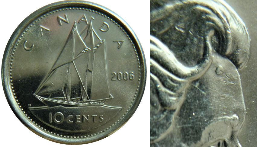 10 Cents 2006-Éclat coin sur le front de effigie-1.JPG