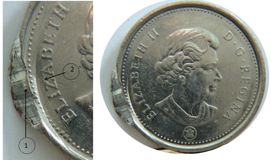 5 Cents 2010-Coincé à deux endroit coté avers-4.JPG