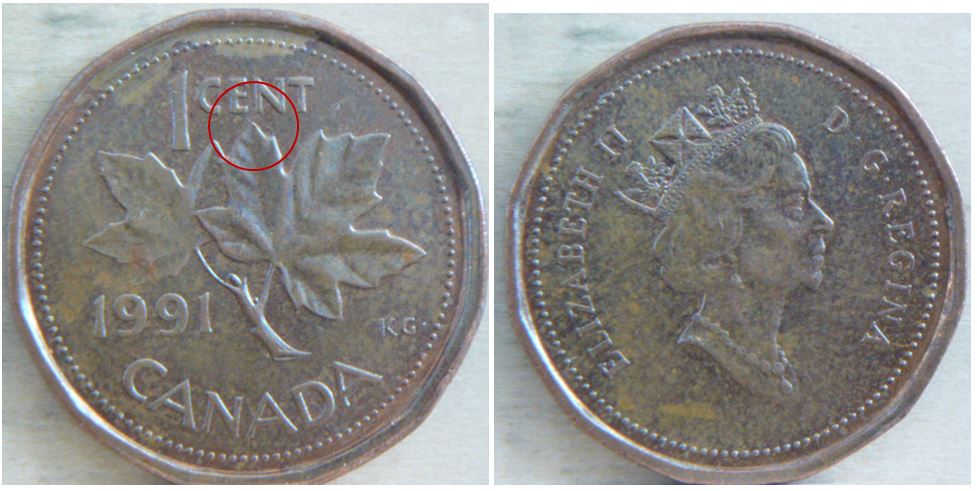 1 Cent 1991-Accumulation au bout feuille gauche-1.JPG