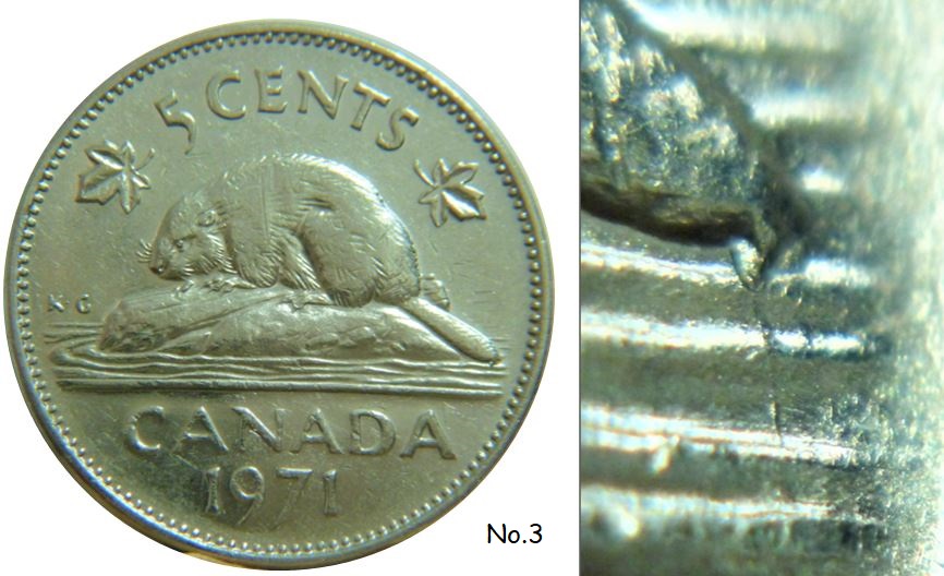 5 Cents 1971-Éclat coin à la queue du castor-No.3.JPG