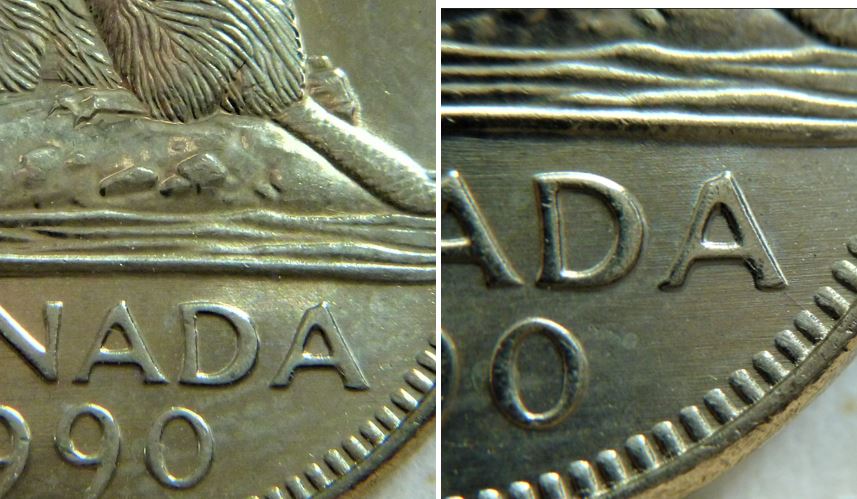 5 Cents 1990-Manque de fourrure-Coin fendillé sur A au denticule de canadA-2.JPG