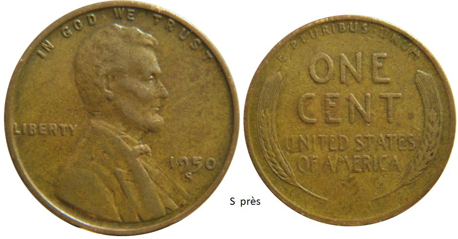1 Cent USA 1950s-Le S est loin et 1 Cent USA 1950s USA-Le S  est Près-2.JPG