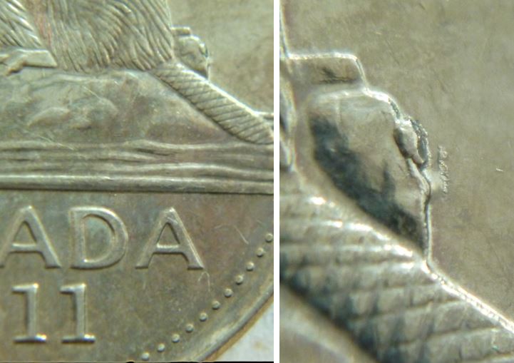 5 Cents 2011-Éclat coin derrière la buche-No.5,.JPG