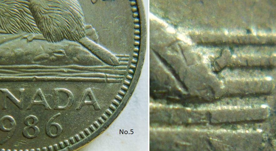 5 Cents 1986-Éclat coin au bout de la queue castor-No.5.JPG